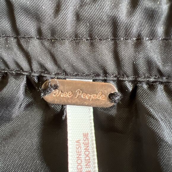 Free People Jacket Womens Medium Black Satin Midnight Bomber Zip Up Embroidered - Picture 7 of 12